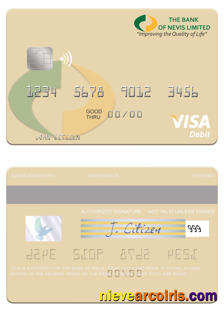 Saint Kitts and Nevis Bank of Nevis visa debit card